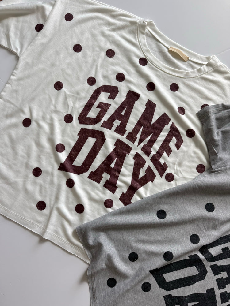 GAMEDAY POLKADOT TOP || MAROON