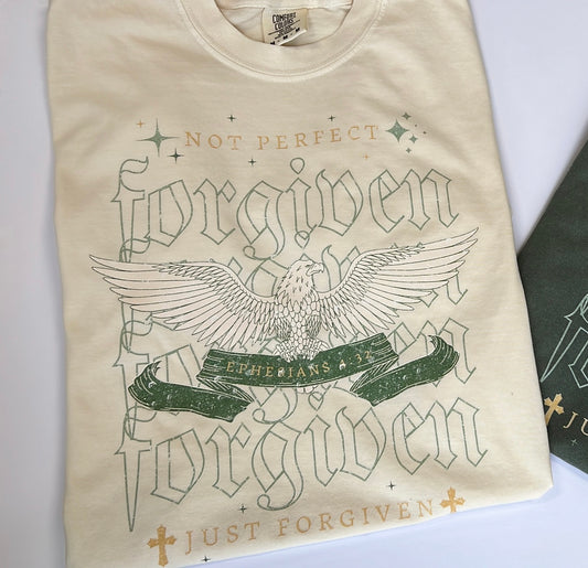 NOT PERFECT JUST FORGIVEN GRAPHIC TEE || IVORY