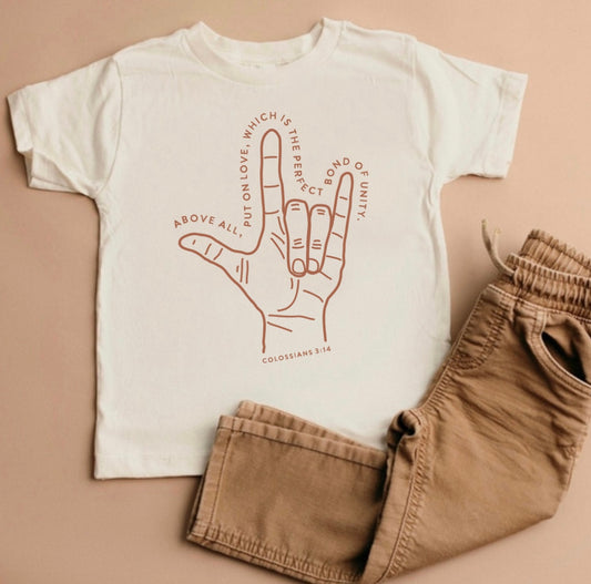 Colossians 3:14 Kids Tee in Ivory