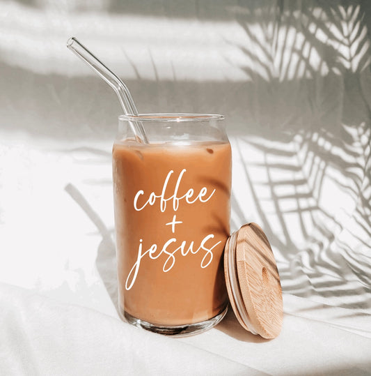 Coffee + Jesus Glass Can