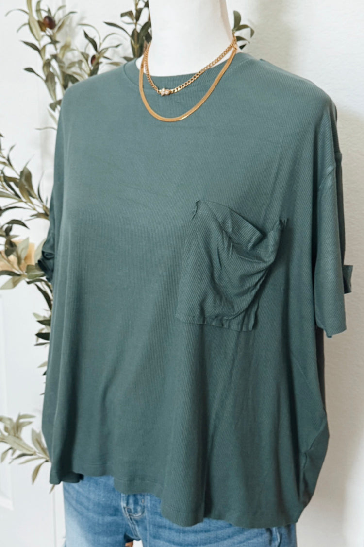 OVERSIZED RIBBED TOP IN JADE