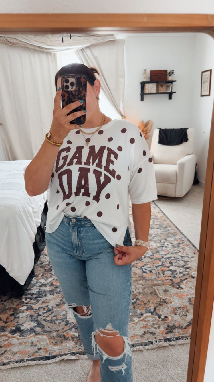 GAMEDAY POLKADOT TOP || MAROON