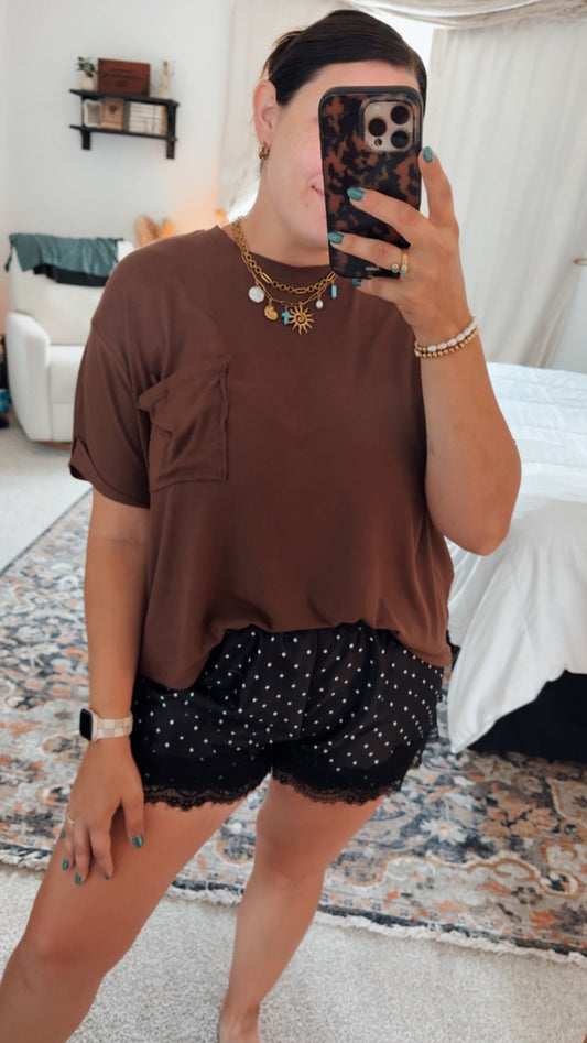 OVERSIZED RIBBED TOP IN ESPRESSO
