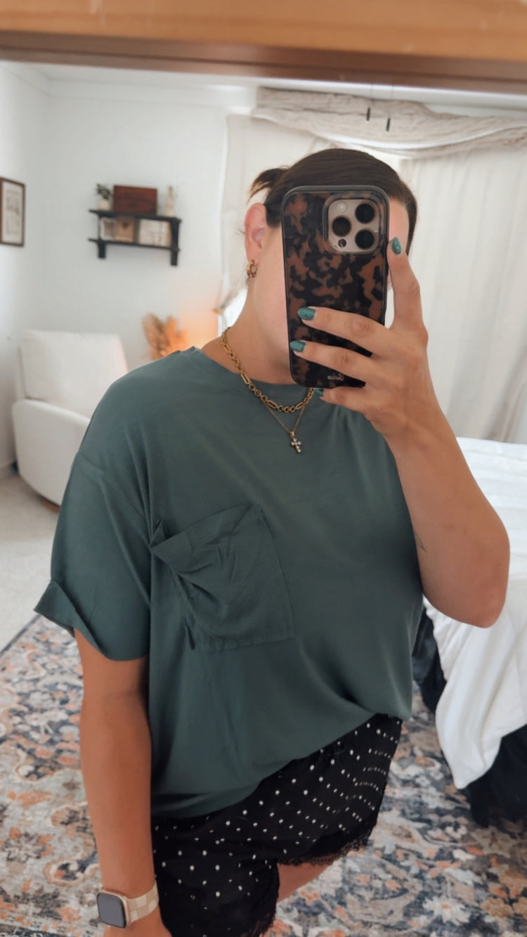 OVERSIZED RIBBED TOP IN JADE