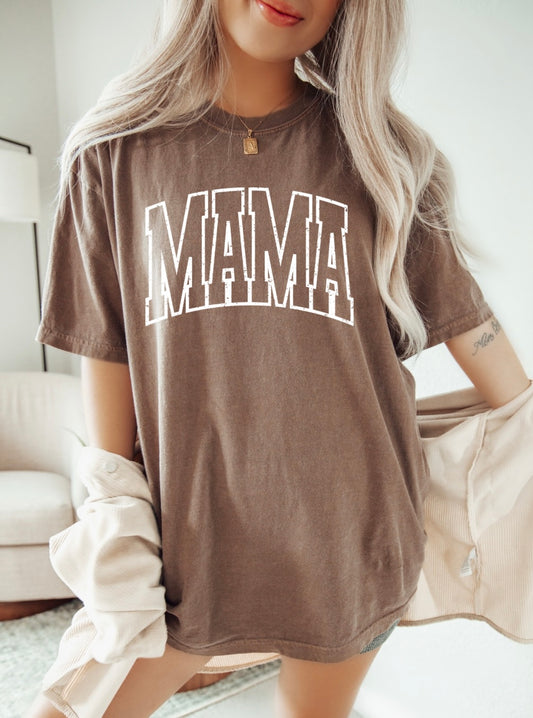 MAMA BLOCK GRAPHIC TEE || ESPRESSO