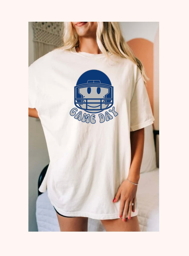 SMILEY BLUE GAMEDAY HELMET TEE