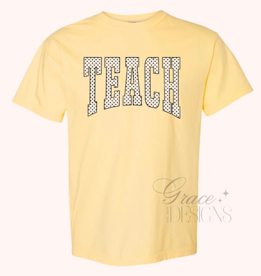 TEACH VARSITY POLKA DOT TEE