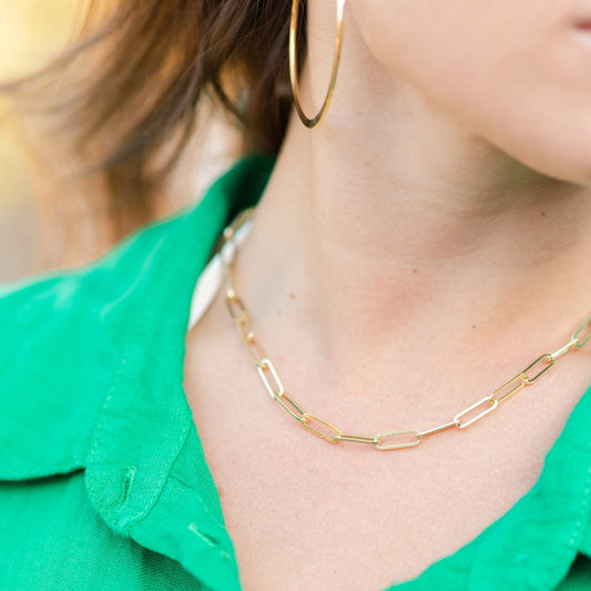 GOLD PLATED PAPERCLIP CHAIN NECKLACE