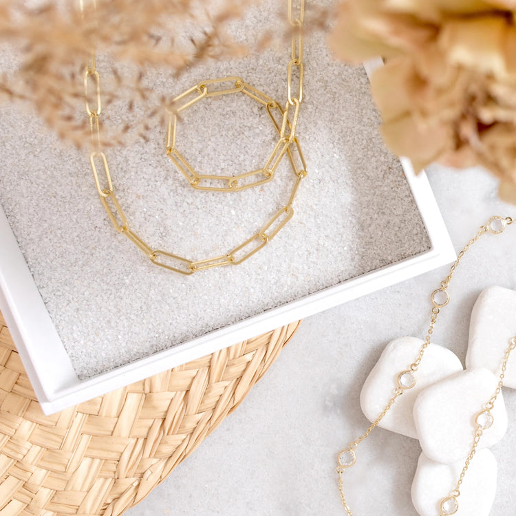 GOLD PLATED PAPERCLIP CHAIN NECKLACE