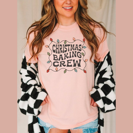 CHRISTMAS BAKING CREW TEE || PEACH ADULT